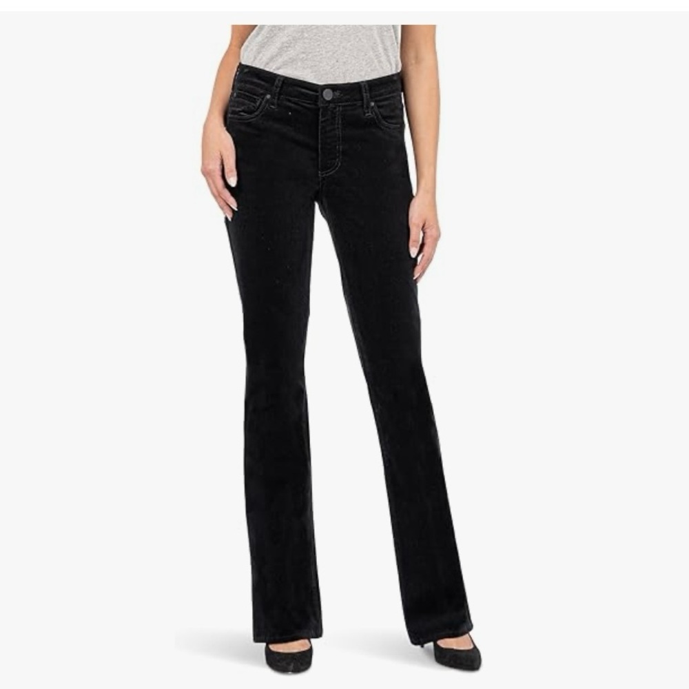 HTF EC Kut VELVET High Rise Natalie Bootcut sz 12 black Kut from the Kloth